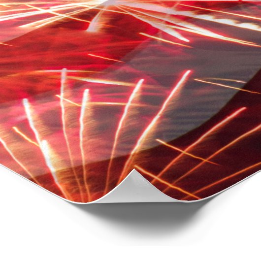 Onafhankelijkheidsdag vuurwerk en vrijheidsbeeld poster (Hoek)