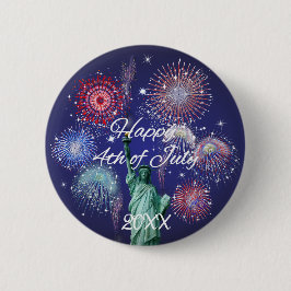 Onafhankelijkheidsdag vuurwerk ronde button 5,7 cm