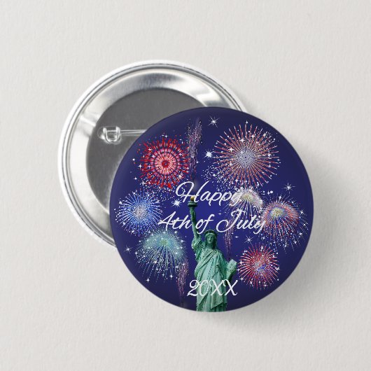 Onafhankelijkheidsdag vuurwerk ronde button 5,7 cm (Voorkant /achterkant)