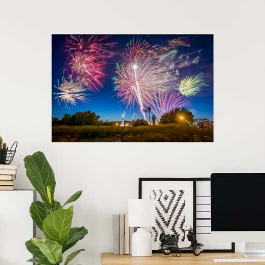 Onafhankelijkheidsdag vuurwerk - Suisun City, CA Poster (Thuiskantoor)