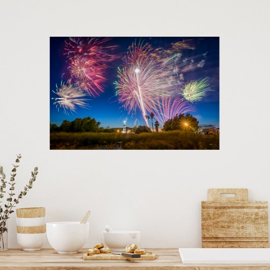 Onafhankelijkheidsdag vuurwerk - Suisun City, CA Poster (Keuken)