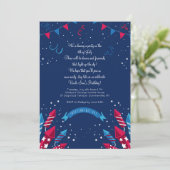 Onafhankelijkheidsdag vuurwerk uitnodiging (Staand voorkant)