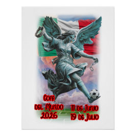Onafhankelijkheidsengel speelt voetbal op een  perfect poster