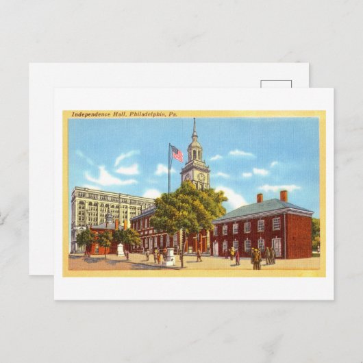 Onafhankelijkheidshal in Philadelphia, Penn., Vint Briefkaart (Voorkant / Achterkant)