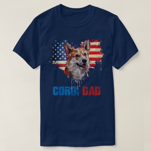 OnafhankelijkheidsHondenliefhebber Corgi papa VS v T-shirt (Design voorkant)