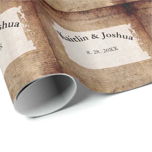 Onafhankelijkheidsverklaring 📜 1776 Huwelijk Cadeaupapier (Rol Hoek)