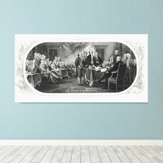 Onafhankelijkheidsverklaring: $ 2 Bill, Etsen Canvas Afdruk (Insitu (Houten vloer))