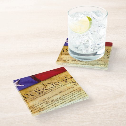 Onafhankelijkheidsverklaring Patriottische Onderze Glazen Onderzetter (Schuin)