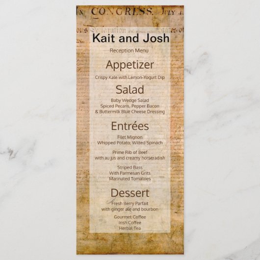 Onafhankelijkheidsverklaring 📜 USA old Parchmen Menu (Voorkant)