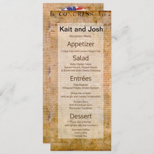 Onafhankelijkheidsverklaring 📜 USA old Parchmen Menu (Voorkant / Achterkant)