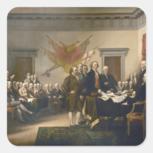 Onafhankelijkheidsverklaring van John Trumbull 181 Vierkante Sticker (Voorkant)