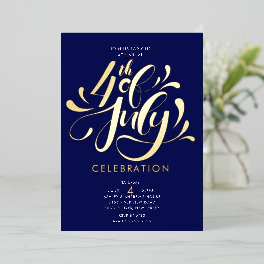 Onafhankelijkheidsviering VS Folie Uitnodiging (Staand Voorkant)