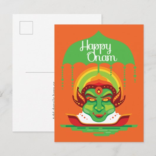 Onam Kathakali Face Uitnodiging Briefkaart (Voorkant / Achterkant)