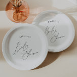 Onbaatzuchtig genderneutraal Baby shower Papieren Bordje<br><div class="desc">Introductie van onze grillige genderneutrale baby shower papier borden ideaal voor elk seizoen, of het nu herfst, winter, voorjaar of zomer! Dit bord heeft een boho-chique sfeer met een eigentijdse, elegante kalligrafie en een minimalistisch zwart-wit design. Het is en uniek, met een vleugje shabby chic, waardoor het ideaal is voor...</div>