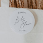 Onbaatzuchtig genderneutraal Baby shower Ronde Button 5,7 Cm<br><div class="desc">Introductie van onze grillige genderneutrale baby shower-knop - ideaal voor elk seizoen, of het nu herfst, winter, voorjaar of zomer is! Deze knop heeft een boho-chique sfeer met moderne, elegante kalligrafie en een minimalistisch zwart-wit ontwerp. Het is en uniek, met een vleugje shabby chic, waardoor het ideaal is voor zowel...</div>