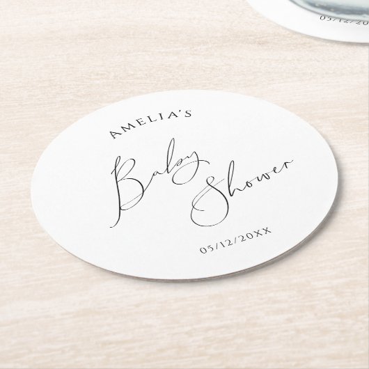 Onbaatzuchtig genderneutraal Baby shower Ronde Kartonnen Onderzetter (Gebogen)