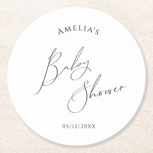 Onbaatzuchtig genderneutraal Baby shower Ronde Kartonnen Onderzetter (Voorkant)