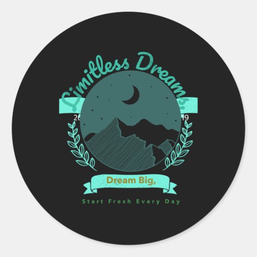 Onbegrensde dromen ronde sticker (Voorkant)