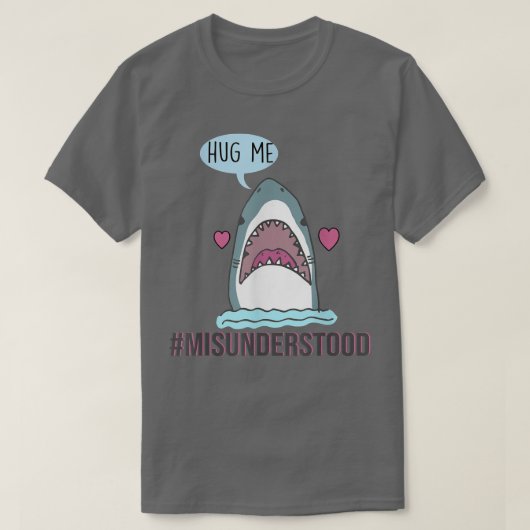 Onbegrepen Shark Hug me T-shirt (Design voorkant)