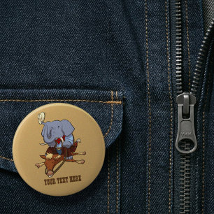 Onbeholpen Cowboy Olifant Grappige Paard Ruiter Ca Ronde Button 5,7 Cm