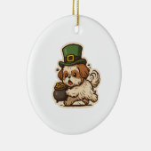 Onbeholpen Shih Tzu Kabouter St.Patrick's Dag Keramisch Ornament (Rechts)