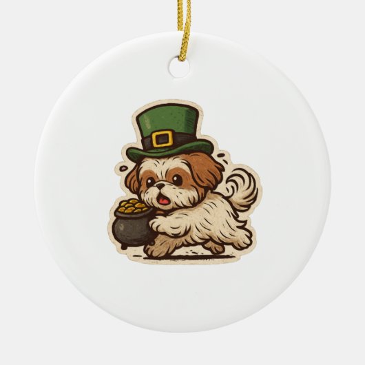 Onbeholpen Shih Tzu Kabouter St.Patrick's Dag Keramisch Ornament (Voorkant)