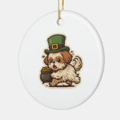 Onbeholpen Shih Tzu Kabouter St.Patrick's Dag Keramisch Ornament (Links)