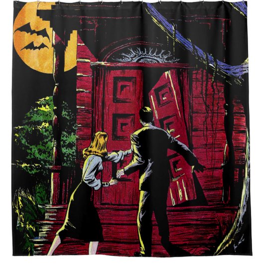 Onbekende  komieken van het Haunted House Douchegordijn (Voorkant)