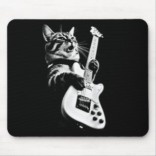 Onbekende ontwerper Rock Cat Gitaar spelen - Funny Muismat