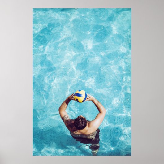 Onbekende persoon die volleybal speelt op het stra poster (Voorkant)