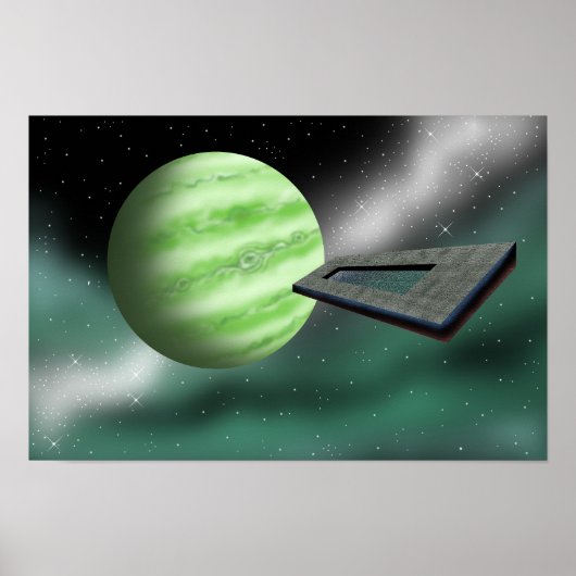 Onbekende structuur op weg naar een planeet. poster (Voorkant)