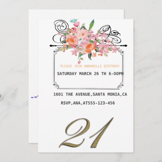 Onbekende uitnodiging voor bloederige verjaardag (Voorkant / Achterkant)