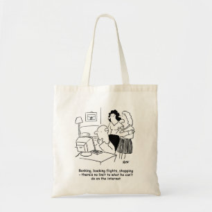 Onbekwaam man op computer. Funny Bag Tote Bag