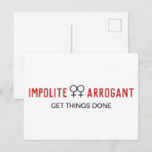 Onbeleefd arrogante vrouwen krijgen dingen gedaan briefkaart (Voorkant / Achterkant)