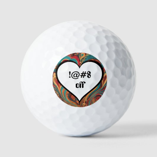 Onbeleefd Grappig Hart Ontwerp !@#$ Golfballen (Voorkant)