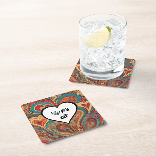 Onbeleefd Grappig Hart Ontwerp !@#$ Kartonnen Onderzetters (Insitu)