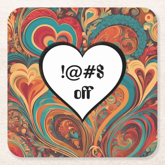 Onbeleefd Grappig Hart Ontwerp !@#$ Kartonnen Onderzetters (Voorkant)