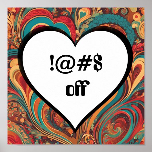 Onbeleefd Grappig Hart Ontwerp !@#$ Poster (Voorkant)