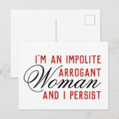 Onbeleefde arrogante vrouw die ik volhoud briefkaart (Voorkant / Achterkant)