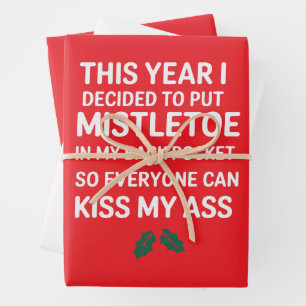 Onbeleefde Kerst Morsige Kerstboom Funny Noel Grap Inpakpapier Vel