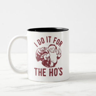 Onbeleefde Kerstman Gezicht Ik Doe Het Voor De Ho' Tweekleurige Koffiemok