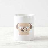 Onbeleefde Pug Pikt Neus Met Middelvinger Koffiemok (Center)