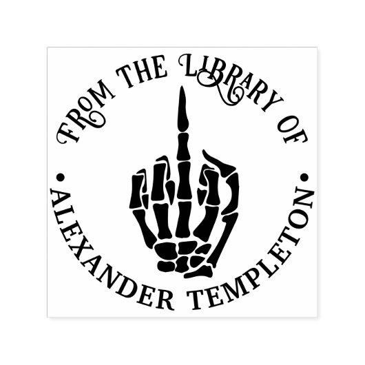Onbeleefde skelet hand middelste vinger bibliothee zelfinktende stempel (Design)