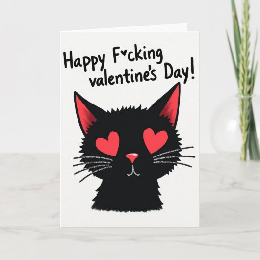 Onbeleefde Zwarte Kat Valentijnkaart Kaart (Voorkant)