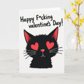 Onbeleefde Zwarte Kat Valentijnkaart Kaart (Gele Bloem)