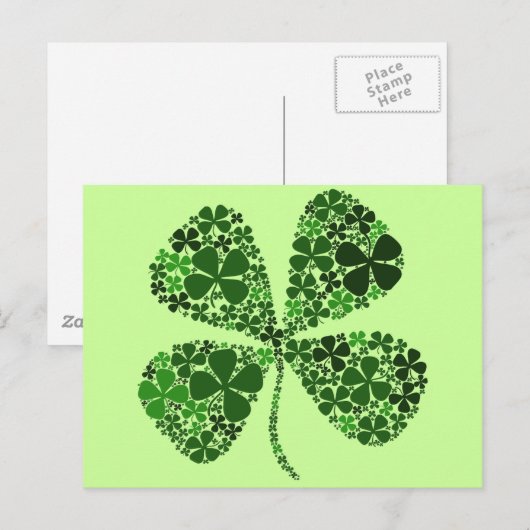 Onbepaald Lucky 4-leaf Clover Briefkaart (Voorkant / Achterkant)