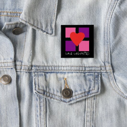 ONBEPERKT LOVE VIERKANTE BUTTON 5,1 CM (In situ)