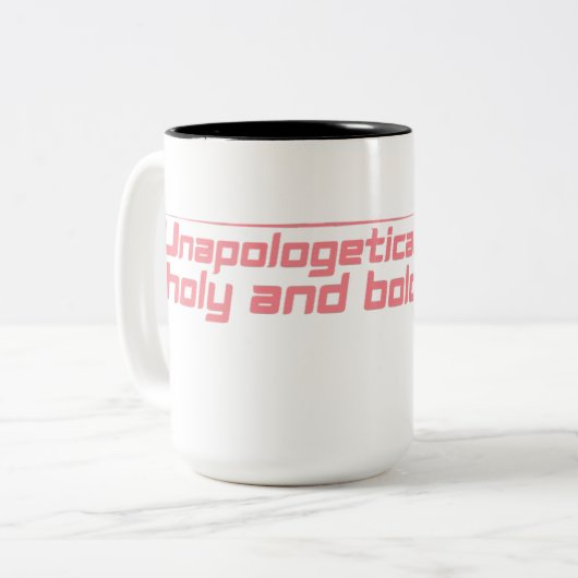 Onbeschaamd Holy & Bold Coffee Mok (Voorkant links)