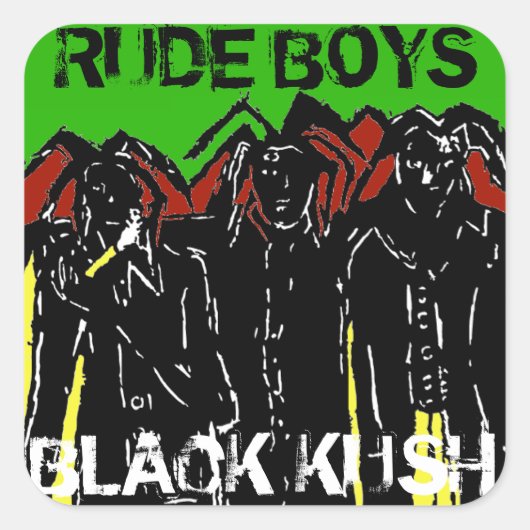 ONBESCHOFTE JONGENS ZWARTE KUSH VIERKANTE STICKER (Voorkant)