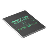 "Onbeschreven Grootheid" Cyberpunk Notitieblok (Schuin)
